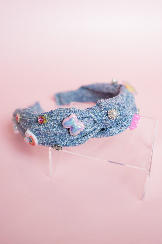 Denim Shimmer Charm Headband