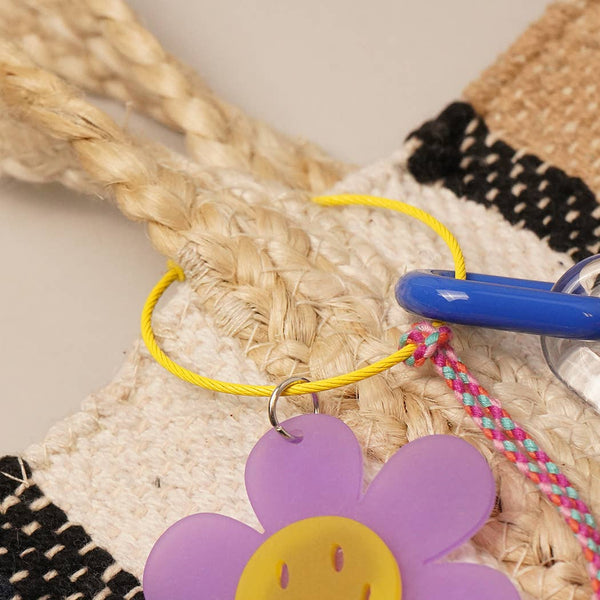 Happy Face Flower Chunky Keychain