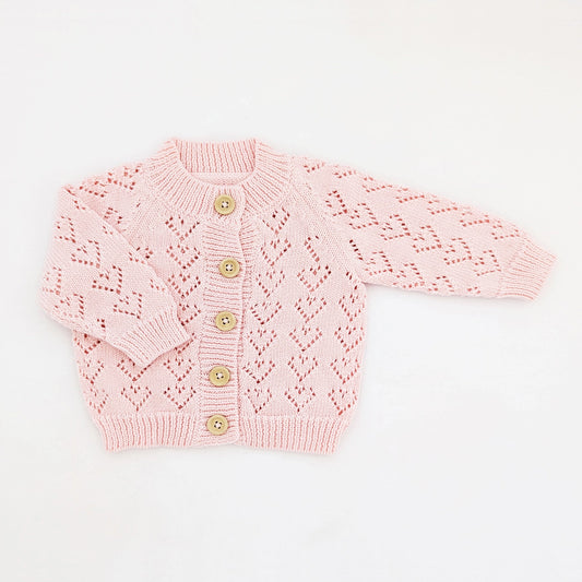 Heart Lace Valentine Cardigan | Blush