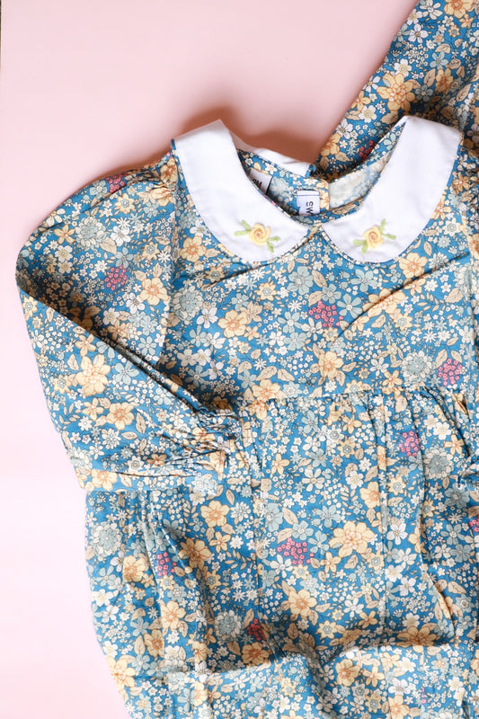 Blue Floral Collared Bubble