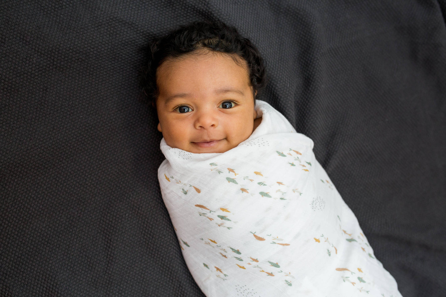 2-pack Cotton Swaddles - Fish / Navy Gingham