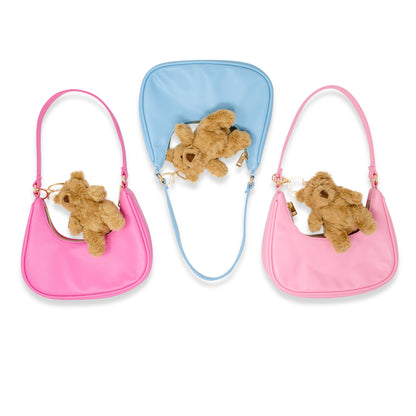 Teddy Bear Charm Shoulder Handbag