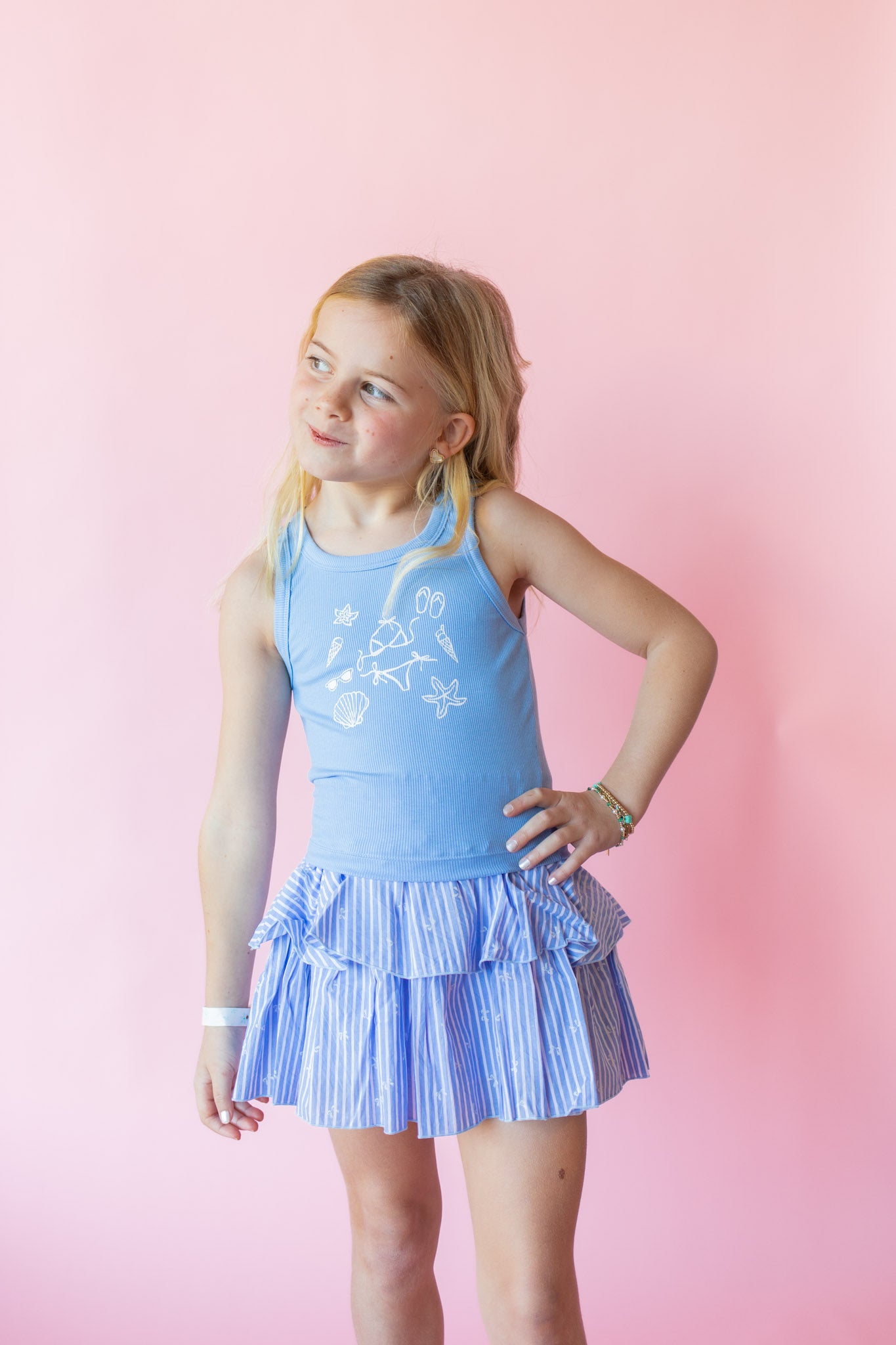 Blue Ribbed Tank | Beach Icon