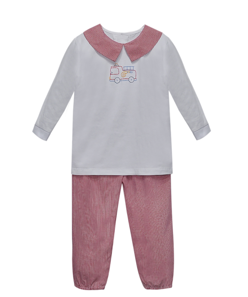 Red Beau Boy Pant Set | Rescue Truck