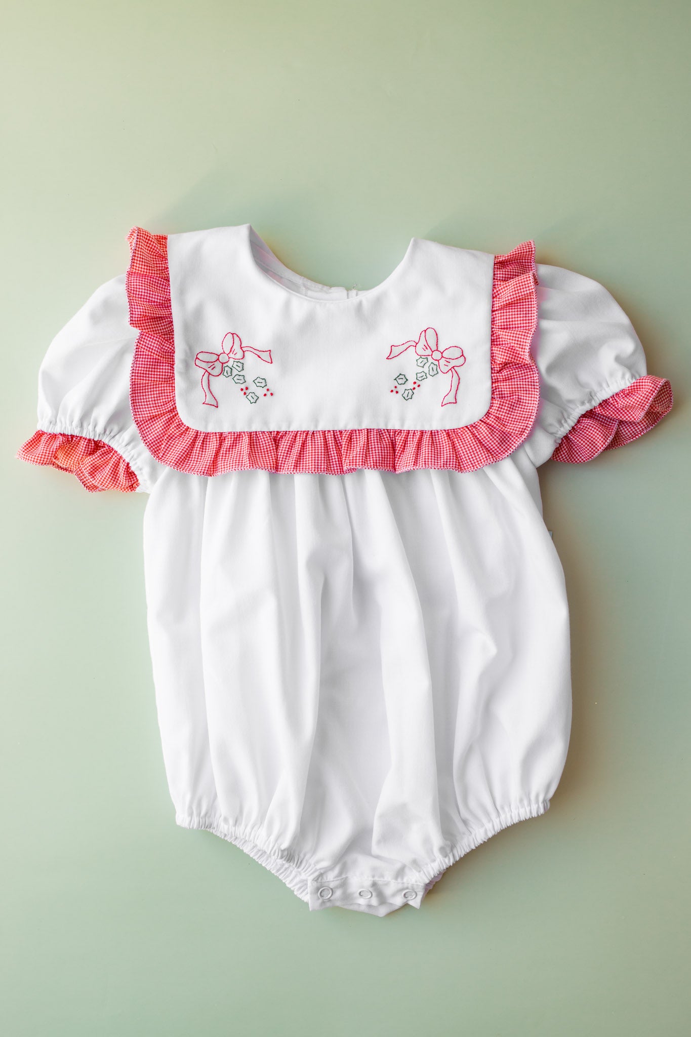 Red Check Christmas Bow Girl Bubble