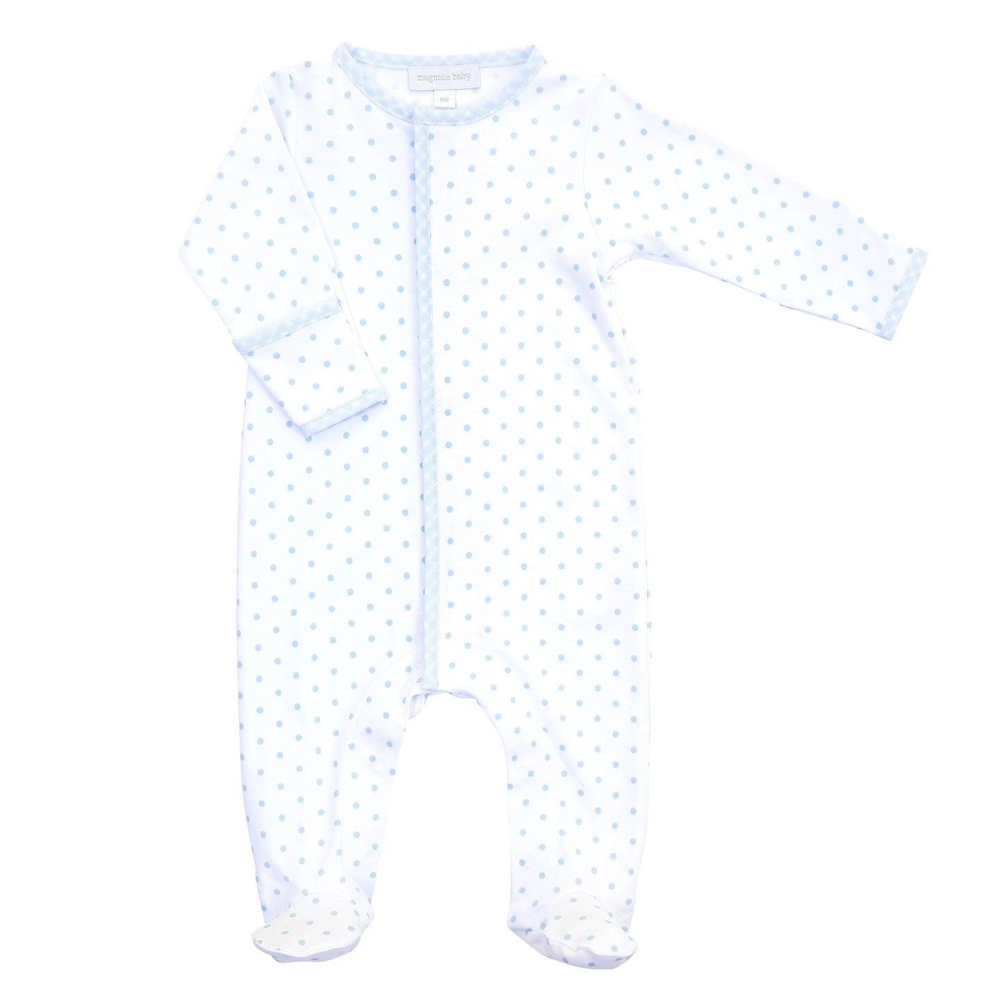Gingham Dots Footie | Light Blue