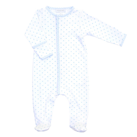 Gingham Dots Footie | Light Blue