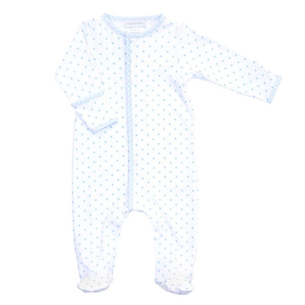 Gingham Dots Footie | Light Blue