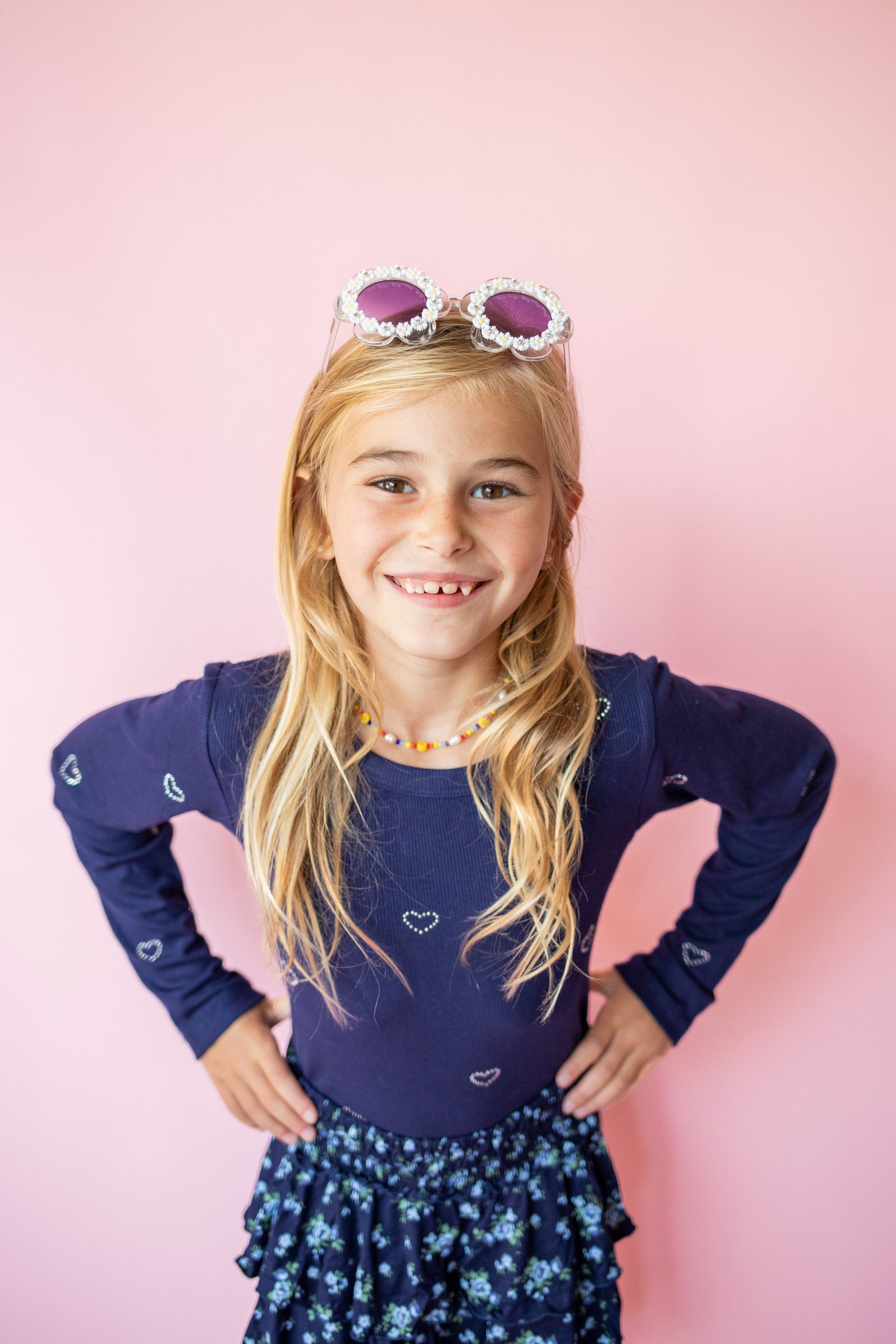 Heart Stud Long Sleeve | Navy