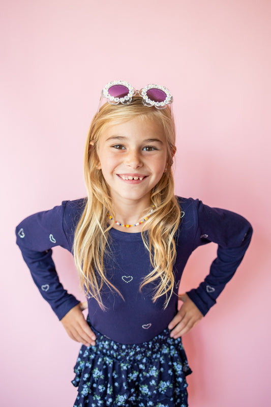 Heart Stud Long Sleeve | Navy