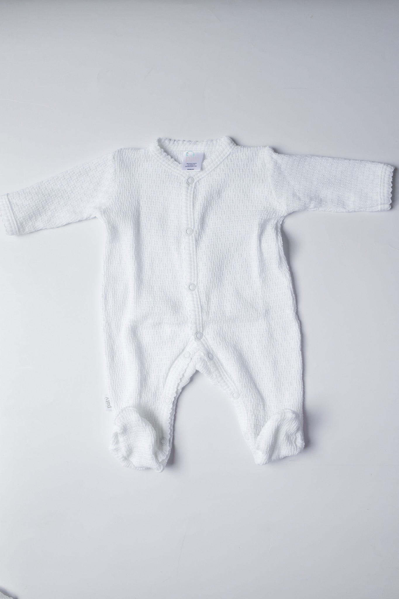 White Knit Footie With Trim Options