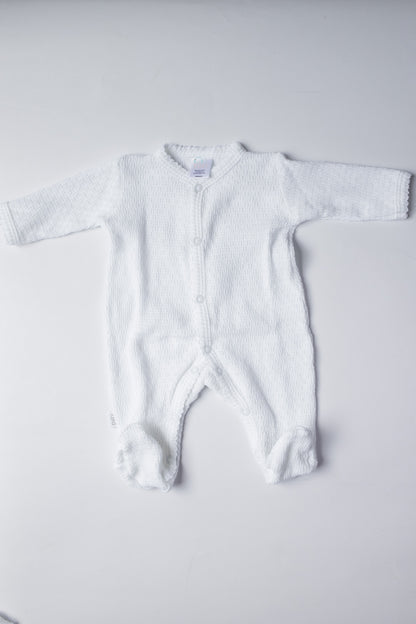 White Knit Footie With Trim Options