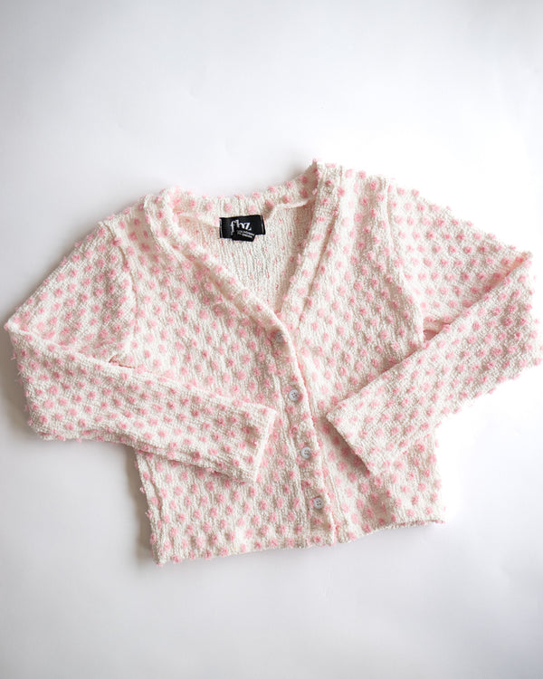 Bubble Dot Cardigan | White + Pink