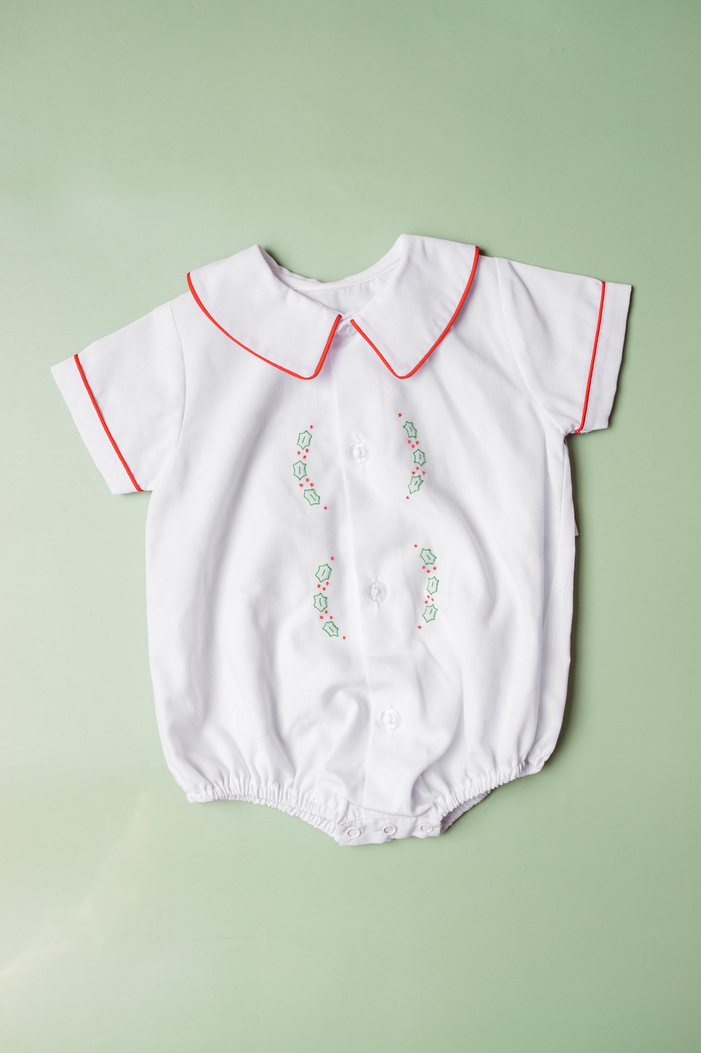 Holly Trio Embroidered Red Trim Boys Bubble