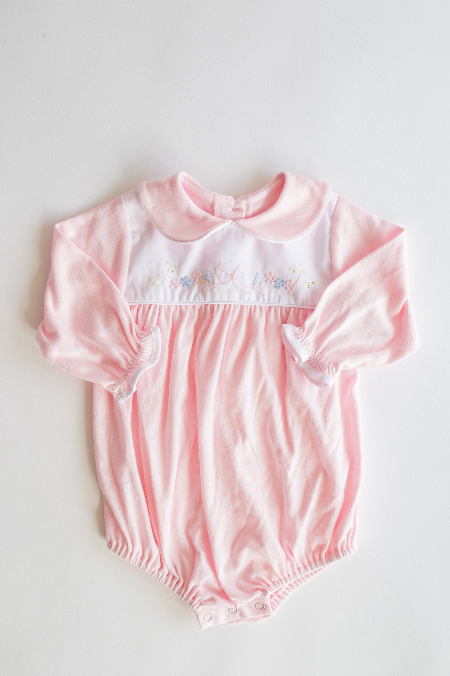Embroidered Knit Long Sleeve Bubble | Ribbon Blooms