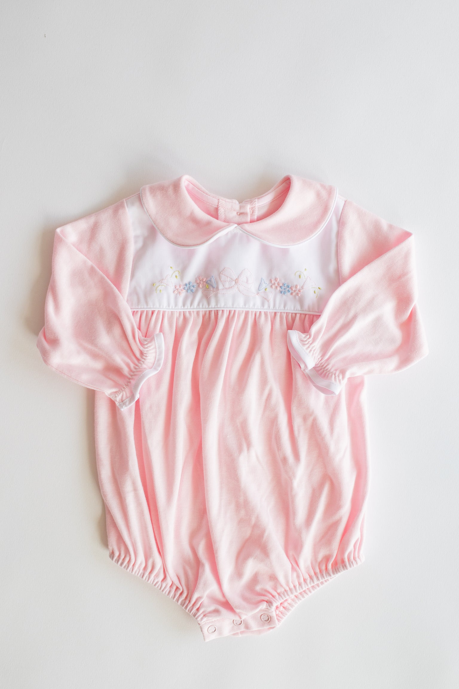 Embroidered Knit Long Sleeve Bubble | Ribbon Blooms