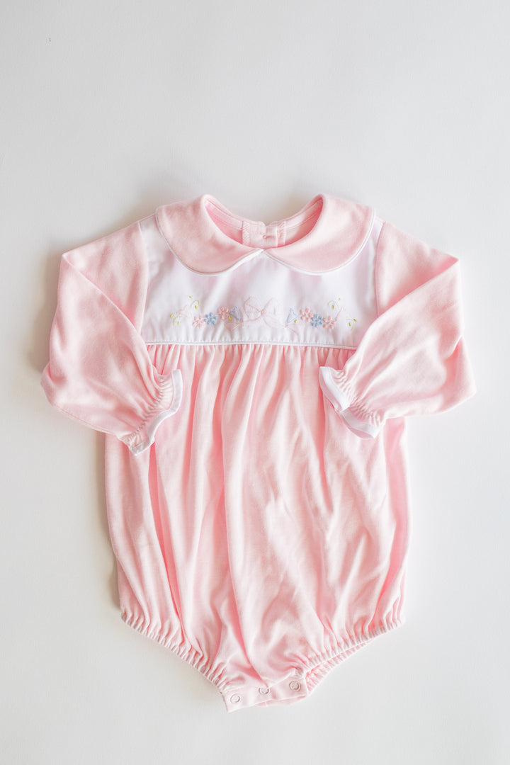 Embroidered Knit Long Sleeve Bubble | Ribbon Blooms