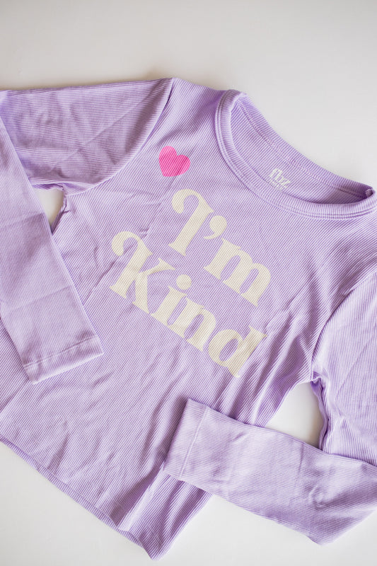 I'm Kind Ribbed Long Sleeve | Purple