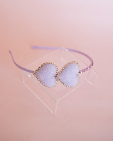 Crystalized Double Heart Thin Headband | Purple