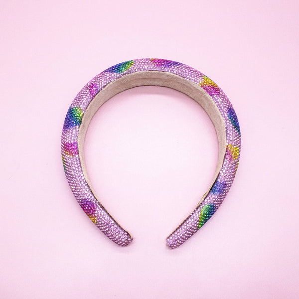 Kid's Padded Rhinestone Headband | Rainbow Hearts