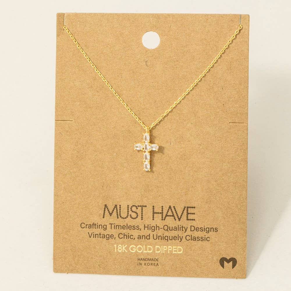 CZ Cross Pendant Necklace