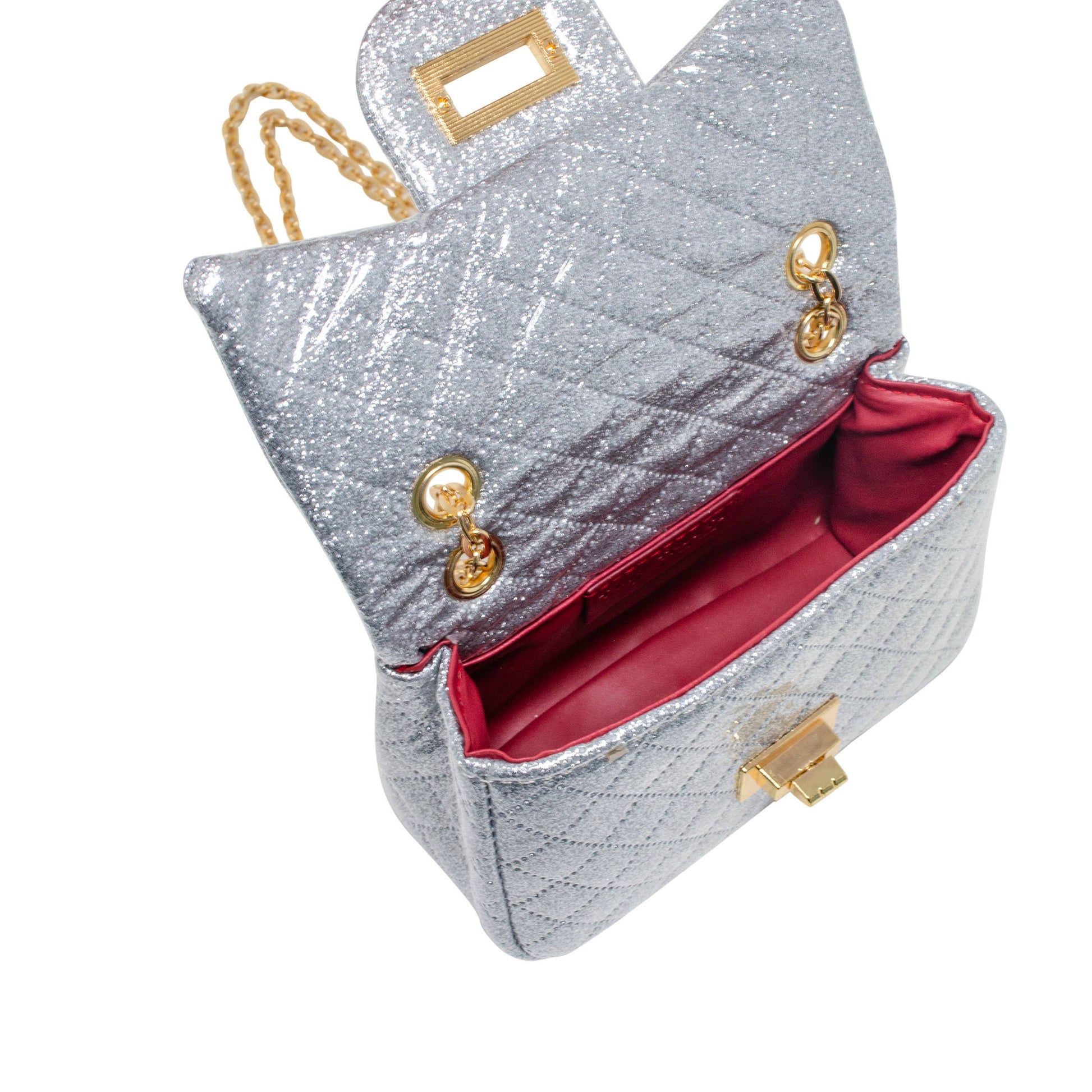 Classic Quilted Sparkle Mini Bag | Silver