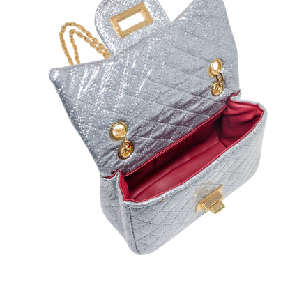 Classic Quilted Sparkle Mini Bag | Silver