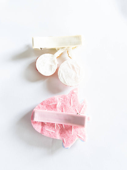 Beaded Cherry Strawberry Hair Clips