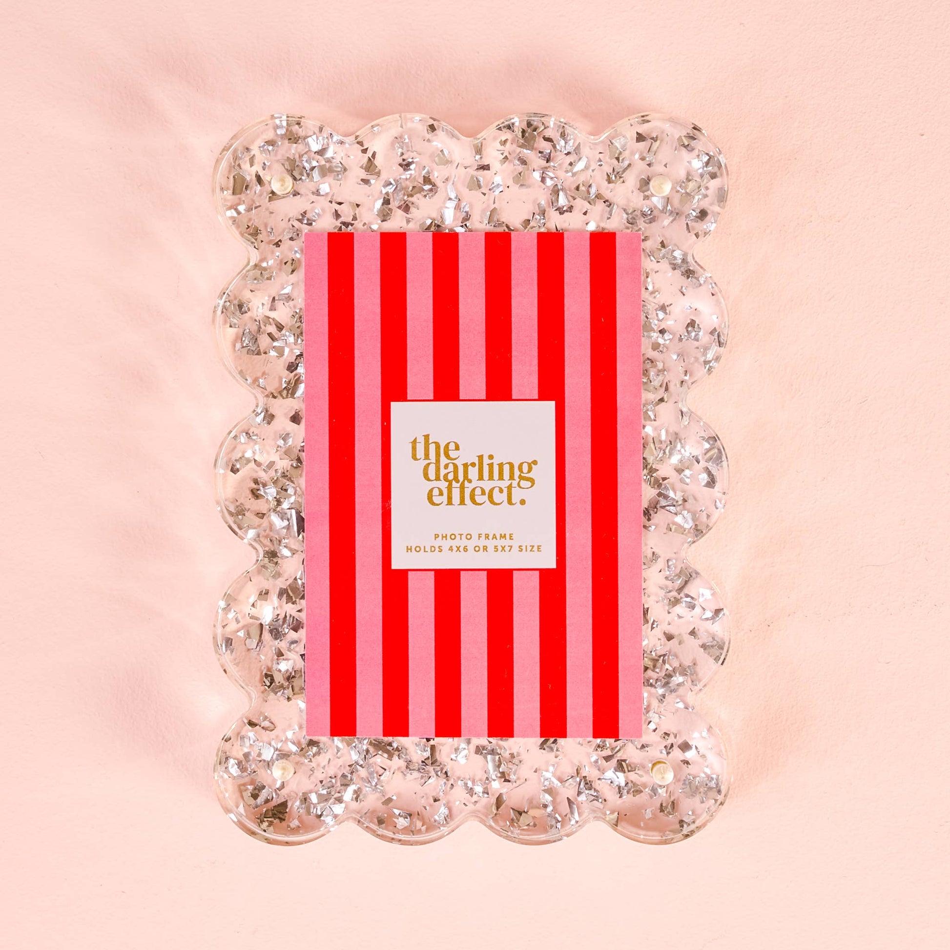 Rectangle Scalloped Acrylic Frame-Silver Glitter