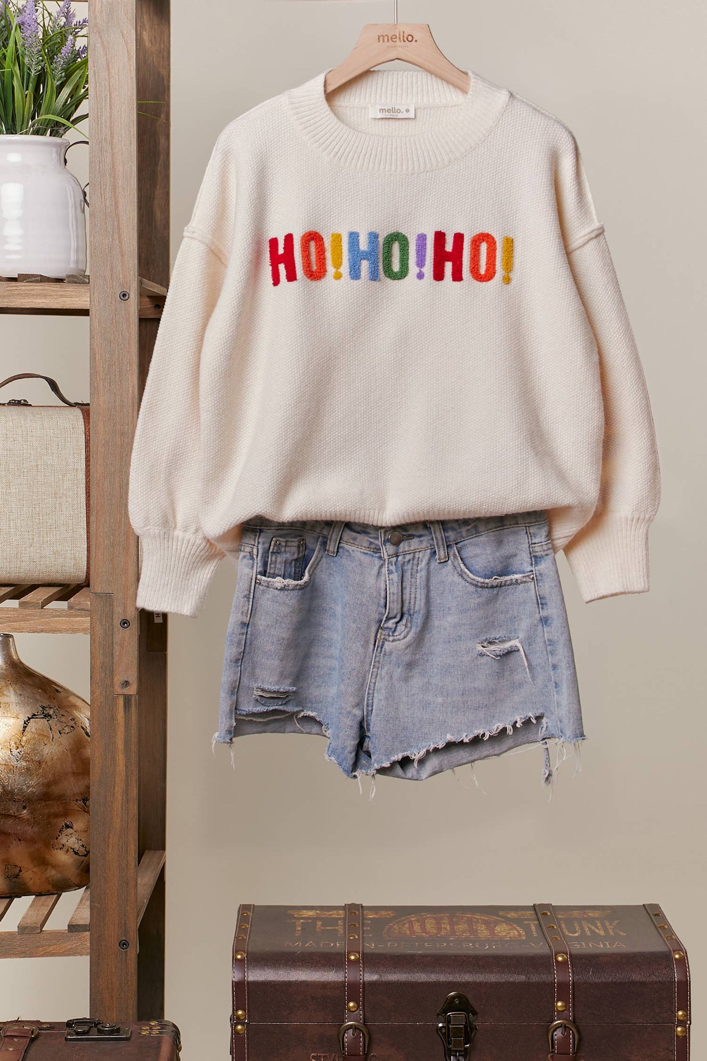 Oversized Christmas Sweater with Rainbow Lettering