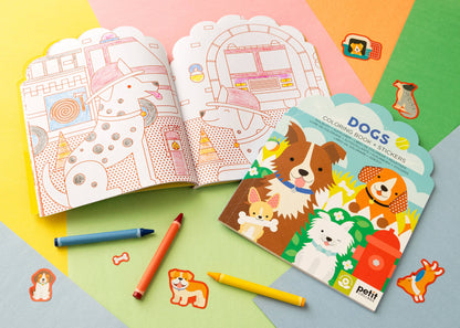 Dogs Coloring Book + Stickers