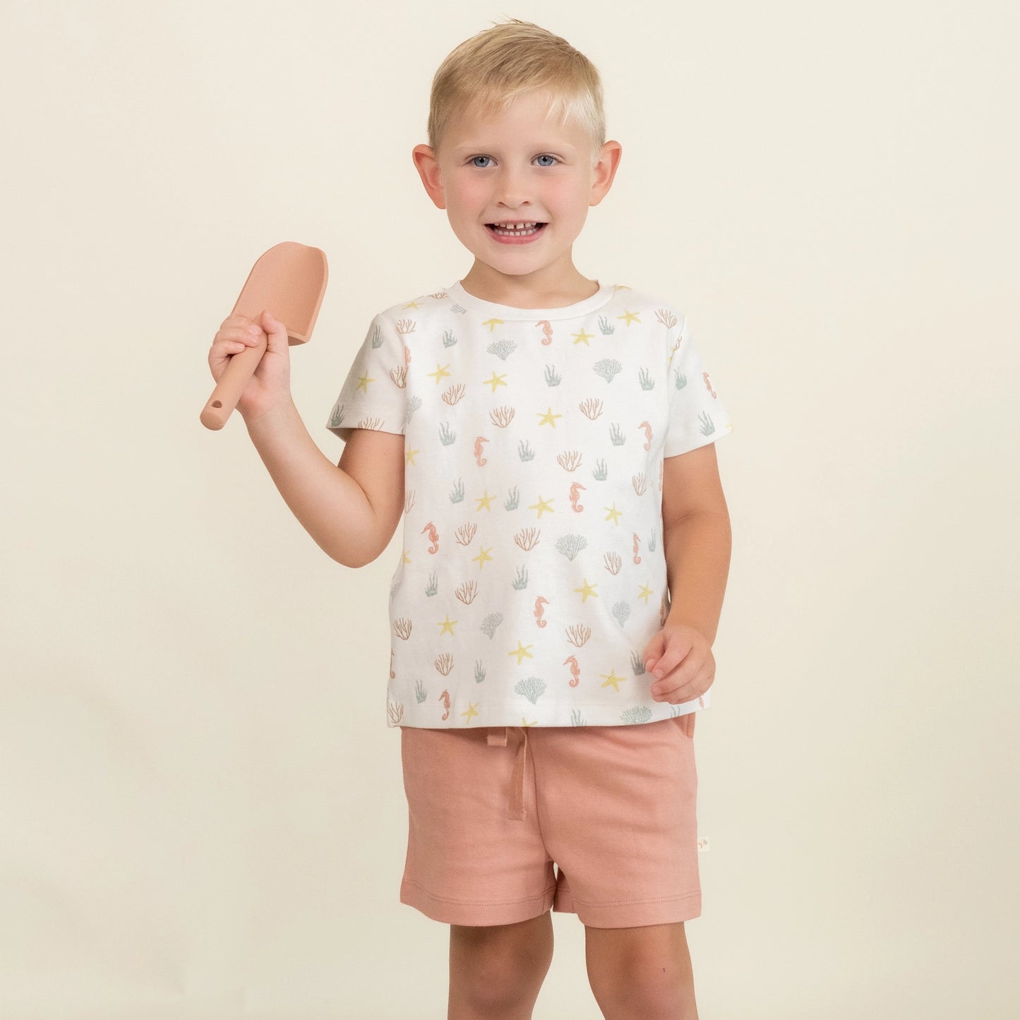 Organic Tee & Shorts Set | Coral