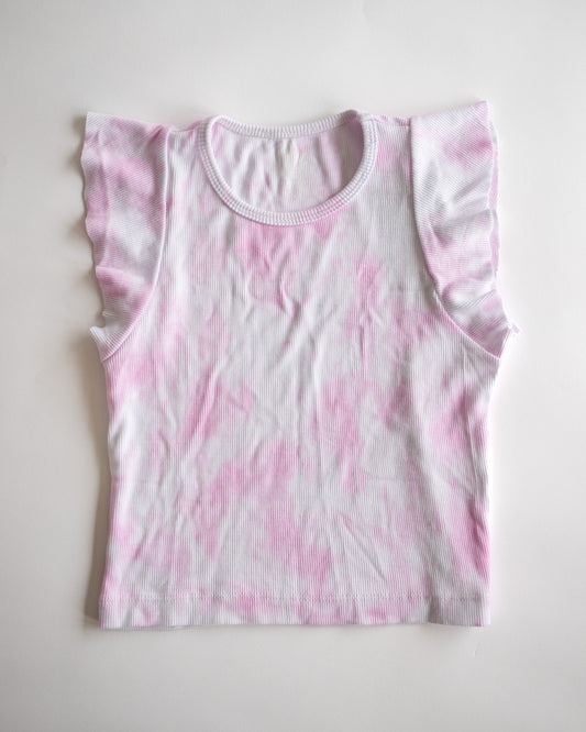 Pink Tie Dye Flutter Sleeve Tee