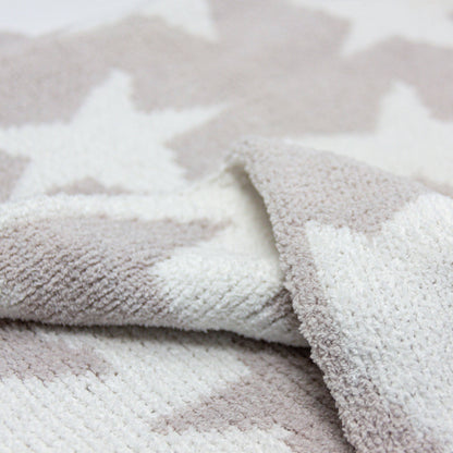 Chenille Baby Blanket - Grey Stars