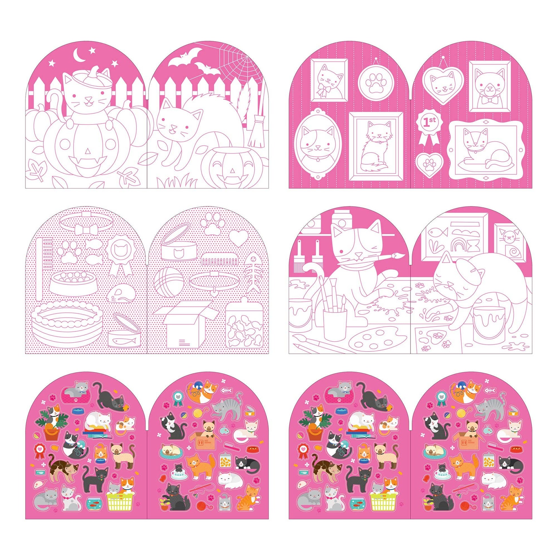 Cats Coloring Book + Stickers