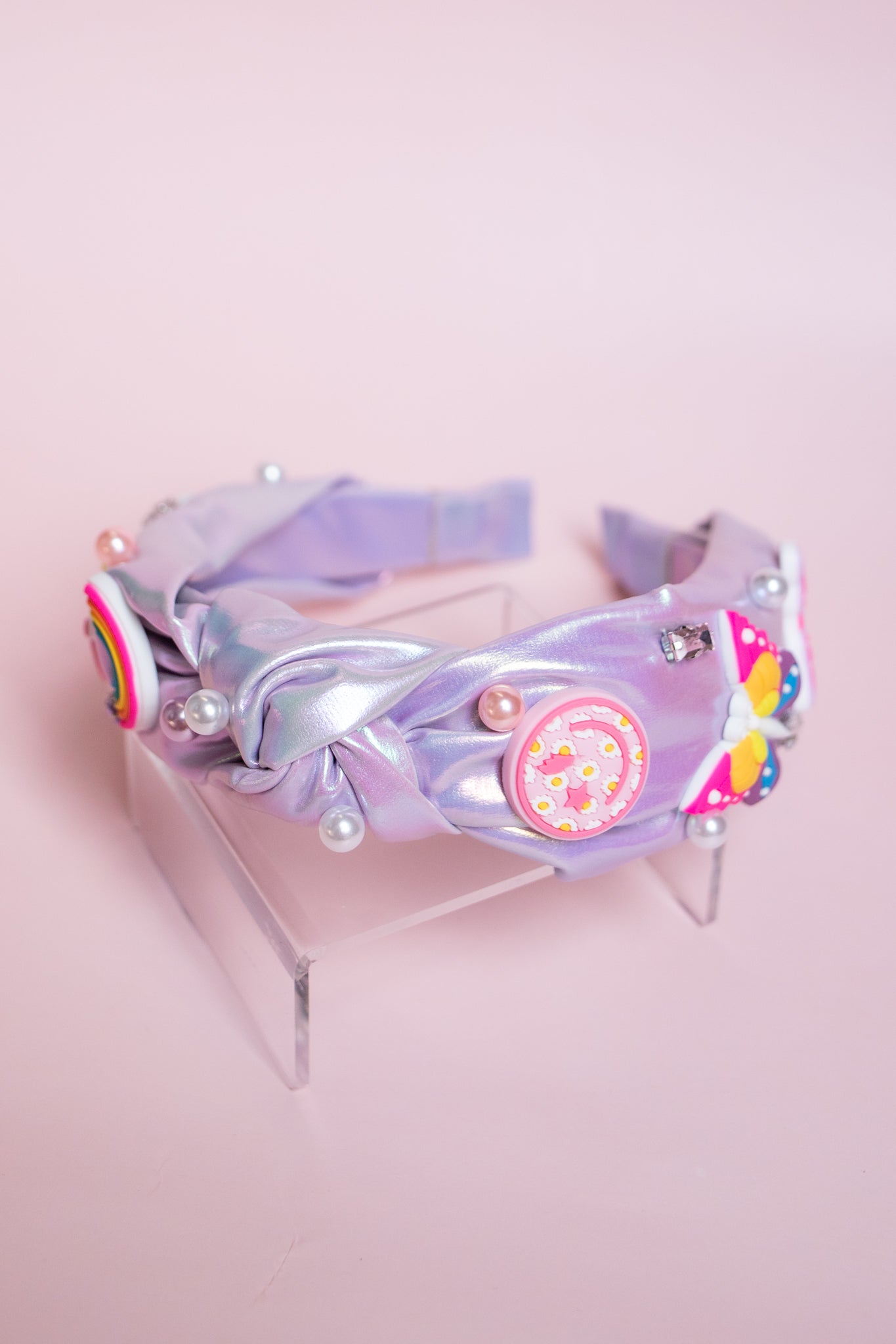 Iridescent Charm Knot Headband | Lilac