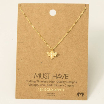 Gold Dipped Mini Bee Pendant Necklace