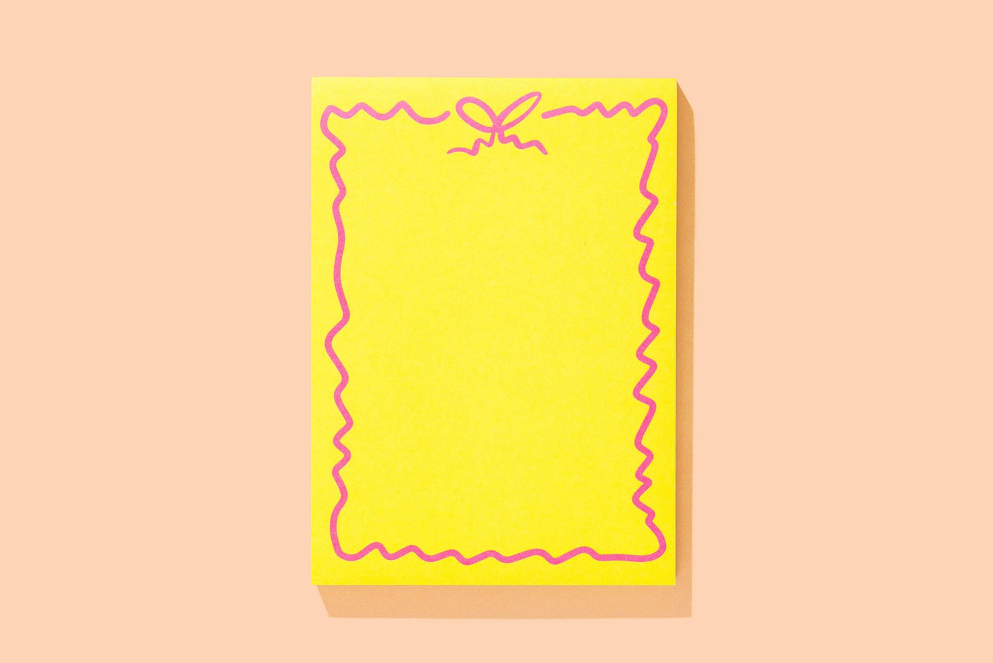 Large Notepad w/ Magnet - Yellow w/ Pink Bow - 100 Sheets