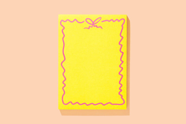 Large Notepad w/ Magnet - Yellow w/ Pink Bow - 100 Sheets