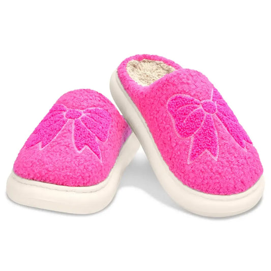 Pink Cozy Bow Slippers