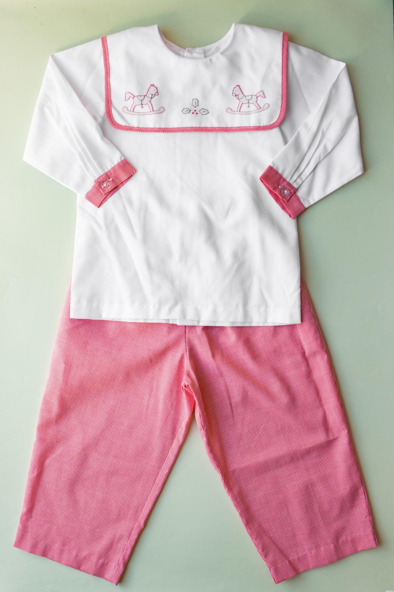 Red Check Christmas Horse Pant Set