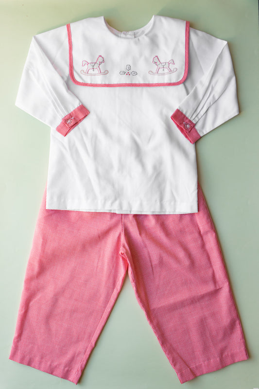 Red Check Christmas Horse Pant Set