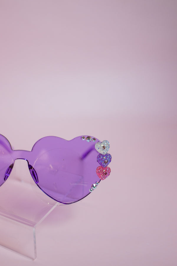 Lover Heart Crystal Sunglasses | Purple