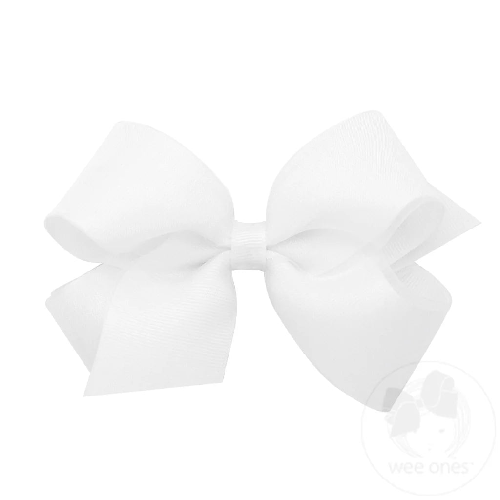 White Medium Organza and Grosgrain Overlay Bow