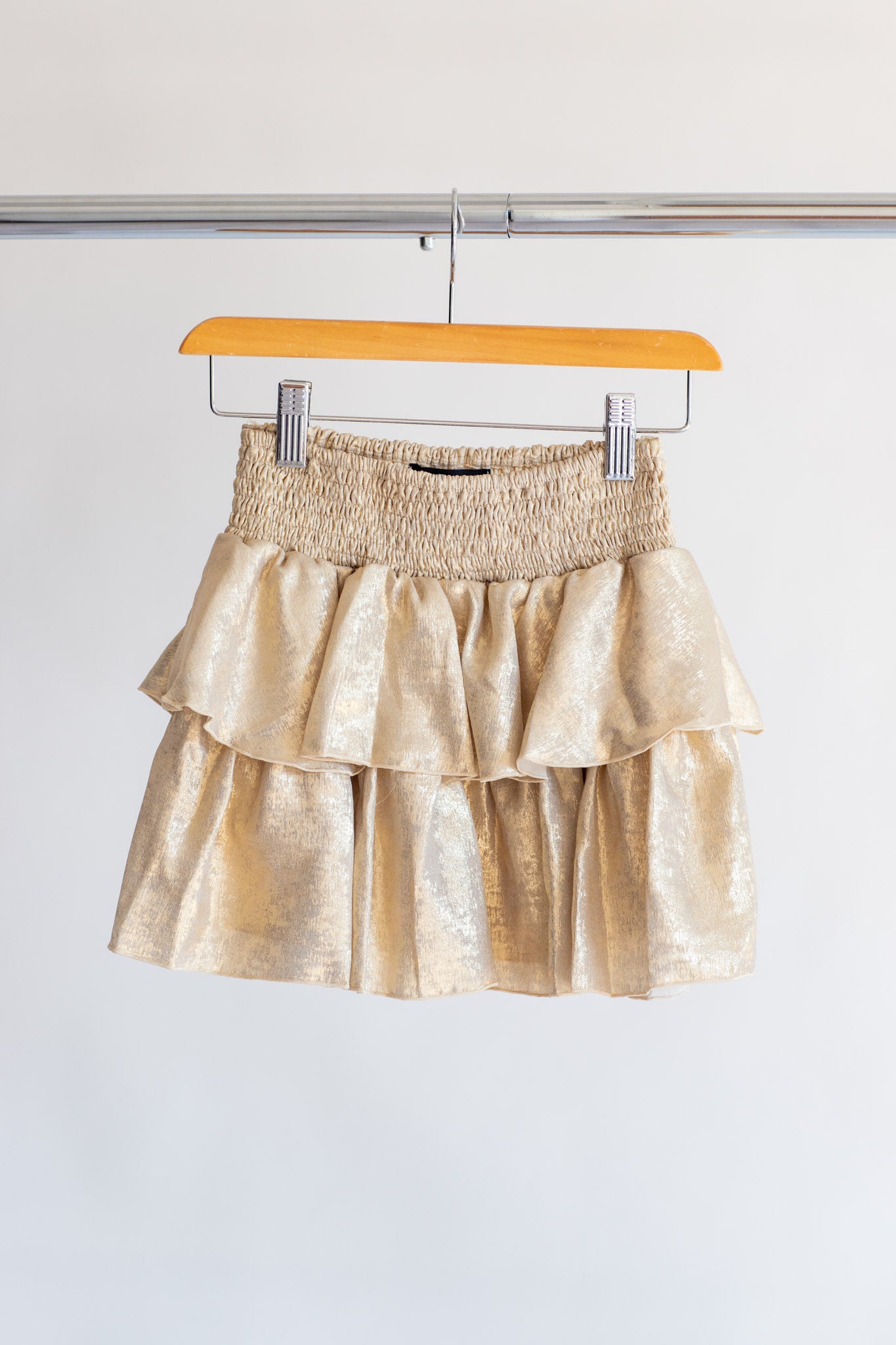 Tiered Metallic Skirt | Gold