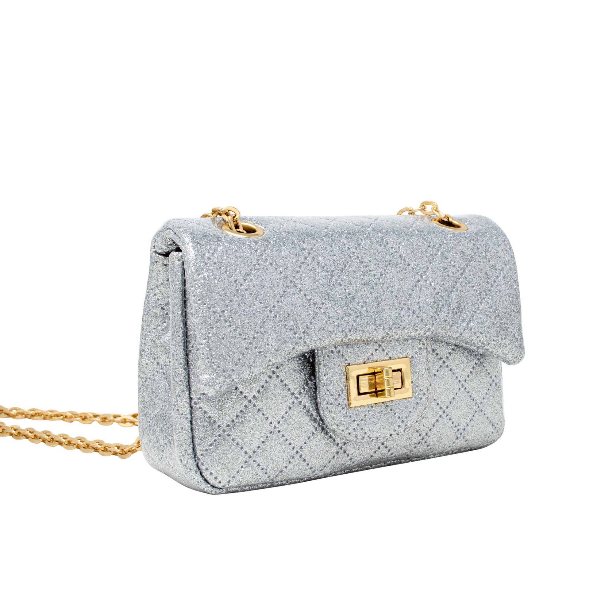 Classic Quilted Sparkle Mini Bag | Silver