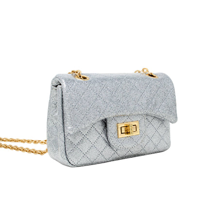 Classic Quilted Sparkle Mini Bag | Silver