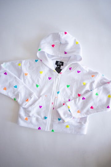 Neon Multi Heart Zip-Up Hoodie