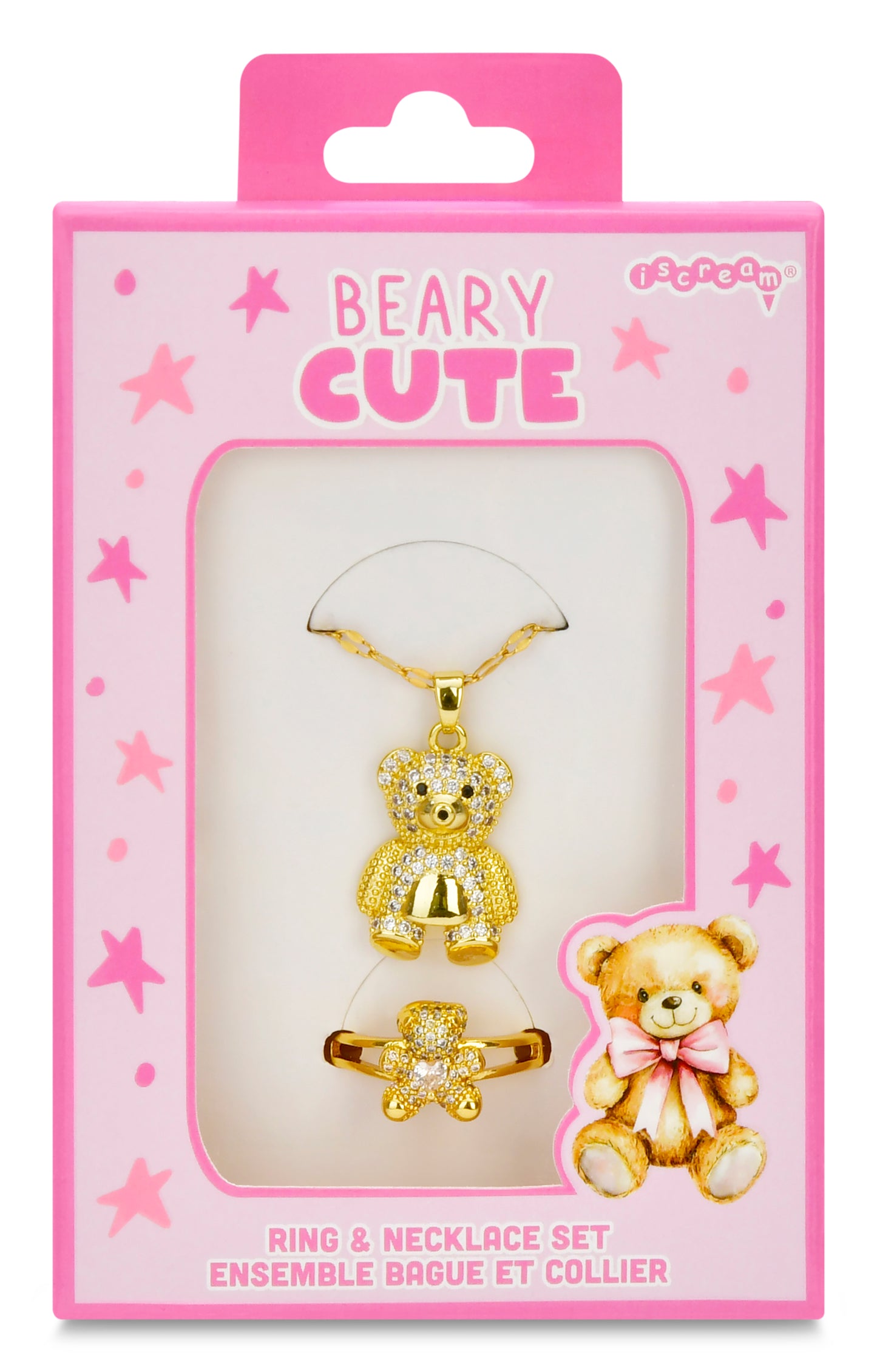 Bear Charm Necklace & Ring Set