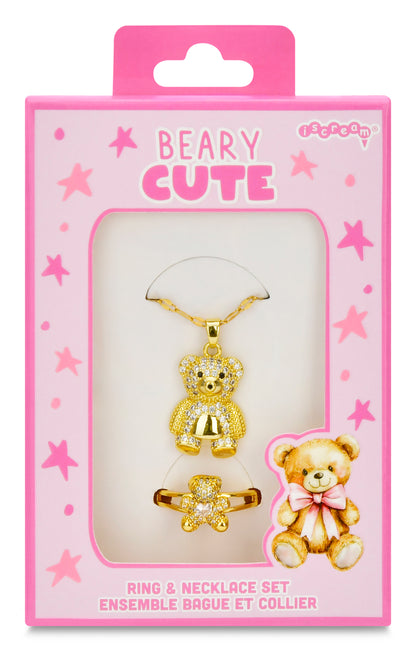Bear Charm Necklace & Ring Set